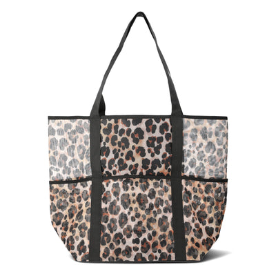 No Boundaries Mesh Beach Tote Bag, Women's, Leopard