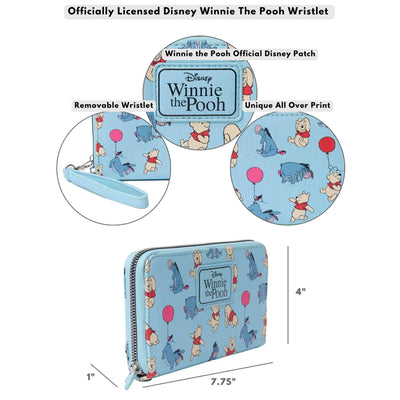 Women's Winnie The Pooh and Eeyore Wallet Wristlet All-Over Print Zip Around