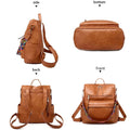 YOMYM Backpack Purse for Women Fashion Waterproof PU Leather School Backpack Convertible Shoulder Bags Brown