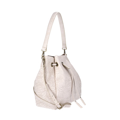 The Pioneer Woman Tooled Faux Leather Bucket Bag, Ivory