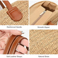 Gocvo Straw Beach Bag for Womens, Crossbody Shoulder Tote Bag with Zipper Vacation Purse for Summer
