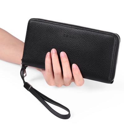 GOIACII Womens Wallet RFID Blocking Leather Card Holder Large Capacity Zip Around Ladies Purse Travel Wristlet Clutch