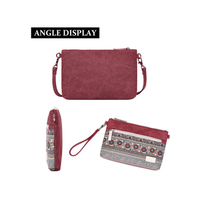 Forestfish Red Cute Mini Satchel Purses for Women Small Canvas Cell Phone Purse Wallet Hobo Messenger Purse