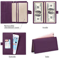 Sendefn Women Wristlet Wallets Large Capacity RFID Blocking Leather Wallets Credit Cards Organizer with Checkbook Holder