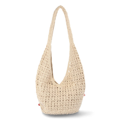 No Boundaries Festival Crochet Hobo Bag, Natural Beaded Fruit, Women's
