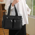 Gocvo Casual Tote Bags with Multiple Pockets, Nylon Large Capacity Crossbody Tote Bag, Working Bag for Ladies (Black)