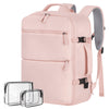 35L Travel Backpack, Carry on Luggage for Airplanes with 2 Packing Cubes, 15.6 inch Personal Item Travel Bag, Expandable Backpack with USB Charging Port & Shoe Pocket for Travel, Work,Pink