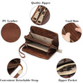 FALAN MULE Wallet for Women Double Zipper Phone Clutch RFID Blocking Vegan Leather Wristlet Purse Large Capacity Long Credit Card Holder with Grip Hand Strap