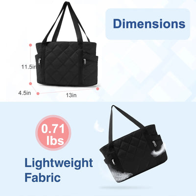 Gynky Tote Bag for Women Travel Bags Quilted Carry On Shoulder Bag for Travel Gym Weekend, Black