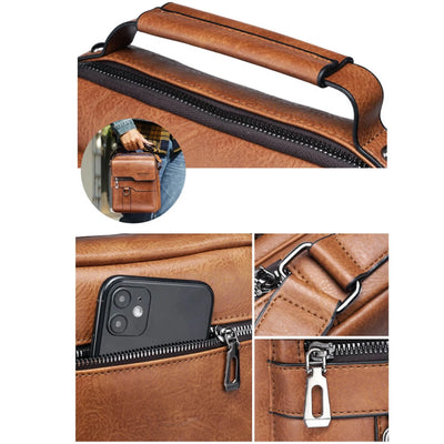 Men's Leather Crossbody Satchel Bag, Brown
