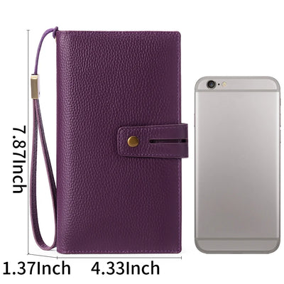 Sendefn Women Wristlet Wallets Large Capacity RFID Blocking Leather Wallets Credit Cards Organizer with Checkbook Holder