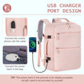 35L Travel Backpack, Carry on Luggage for Airplanes with 2 Packing Cubes, 15.6 inch Personal Item Travel Bag, Expandable Backpack with USB Charging Port & Shoe Pocket for Travel, Work,Pink