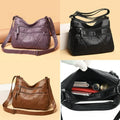 Women Pocketbooks Soft PU Leather Ladies Crossbody Purse Multi Pocket Shoulder Bag, Brown