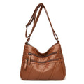 Women Pocketbooks Soft PU Leather Ladies Crossbody Purse Multi Pocket Shoulder Bag, Brown