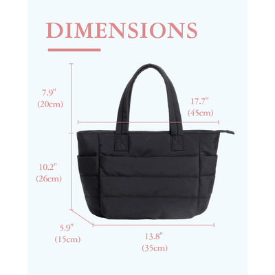 Gynky Tote Bag for Women, Lightweight Puffy Tote Handbag, Quilted Satchel Crossbody Bag for Women Work Travel, Black