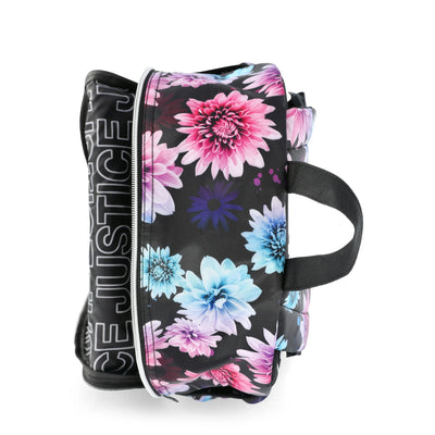 Justice Girls 17" Floral Print Backpack, Lunch Bag, Water Bottle, and Dangle Set, 4-Piece, Black