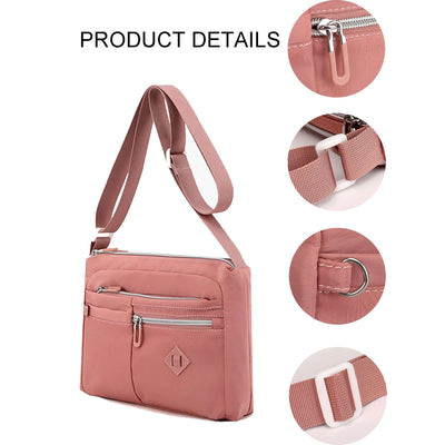 LAVA Women Crossbody Bags Waterproof Nylon Shoulder Purses Messenger Bag for Travel Sports (Black)