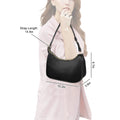TSV Shoulder Bag for Women, Small Leather Handbag with Zipper Closure, Black