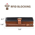 KALUNMA Wallets for Women Genuine Leather Credit Card Holder with RFID Blocking Large Capacity Wristlet