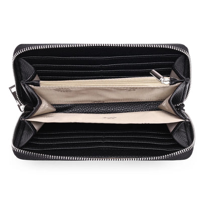 GOIACII Womens Wallet RFID Blocking Leather Card Holder Large Capacity Zip Around Ladies Purse Travel Wristlet Clutch