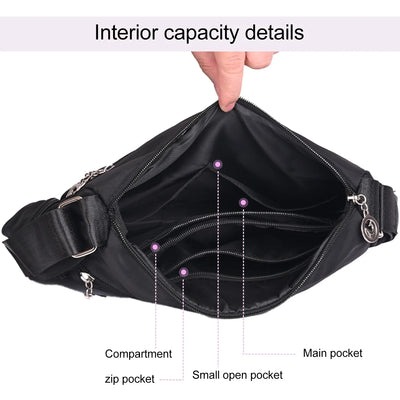 Crossbody Bags for Women, Multiple Pockets Shoulder Bag, Ladies Purses Fashion Handle Satchel - Black