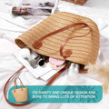 Gocvo Straw Beach Bag for Womens, Crossbody Shoulder Tote Bag with Zipper Vacation Purse for Summer