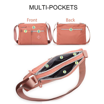LAVA Women Crossbody Bags Waterproof Nylon Shoulder Purses Messenger Bag for Travel Sports (Black)