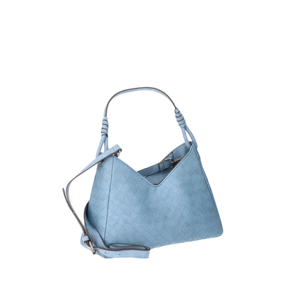 Time and Tru Women's River Faux Nubuk Small Hobo Shoulder Bag, Blue Day