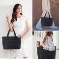 Gynky Tote Bag for Women, Lightweight Puffy Tote Handbag, Quilted Satchel Crossbody Bag for Women Work Travel, Black