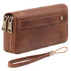 FALAN MULE Wallet for Women Double Zipper Phone Clutch RFID Blocking Vegan Leather Wristlet Purse Large Capacity Long Credit Card Holder with Grip Hand Strap