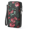 GOIACII Floral Women's Wallet Large Capacity Double Zip Ladies Card Phone Holder RFID Blocking Wristlet Leather with Gift Box