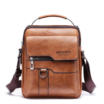 Men's Leather Crossbody Satchel Bag, Brown