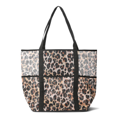 No Boundaries Mesh Beach Tote Bag, Women's, Leopard
