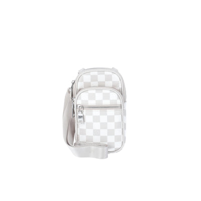 No Boundaries North/South Crossbody Bag, Tan Checker, Women's