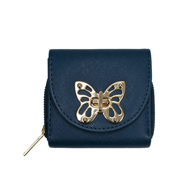 Olivia and Kate Women’s Small Deep Blue Saffiano Leather Flap Indexer Wallet and Purse