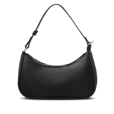 TSV Shoulder Bag for Women, Small Leather Handbag with Zipper Closure, Black