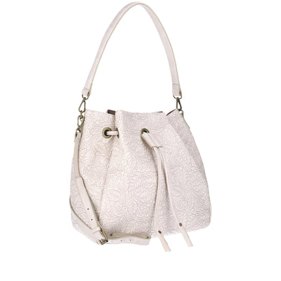 The Pioneer Woman Tooled Faux Leather Bucket Bag, Ivory