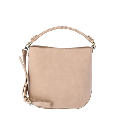 Time and Tru Women's Bucket Crossbody Handbag, Mocha Splash