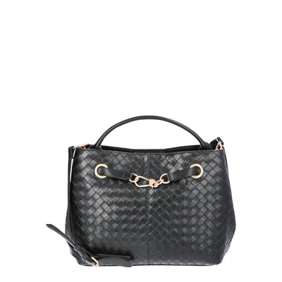 Time and Tru Women's Hazel Satchel Bag, Black