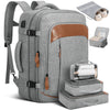 CshidWorld Travel Backpack for Men Women, Airplane Approved Expandable Carry on Backpack with 3 Packing Cubes and 1 Shoes Bag, 45L Large Travel Essentials Backpack for Weekender Business Hiking, Gray