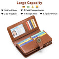 KALUNMA Wallets for Women Genuine Leather Credit Card Holder with RFID Blocking Large Capacity Wristlet