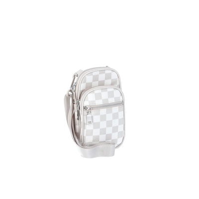 No Boundaries North/South Crossbody Bag, Tan Checker, Women's