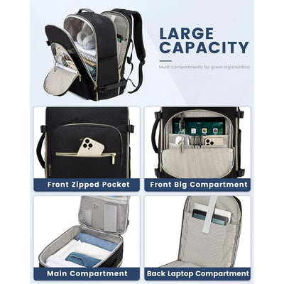 Lovevook Travel Luggage Backpack,Laptop Backpack for Women 17.3",40L Waterproof Carry-on Business Daypack Flight Approved Large Weekender Overnight Bag with 3 Packing Cubes
