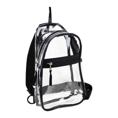 Eastsport Unisex Clear Sling Stadium Approved Bag, Black Trim
