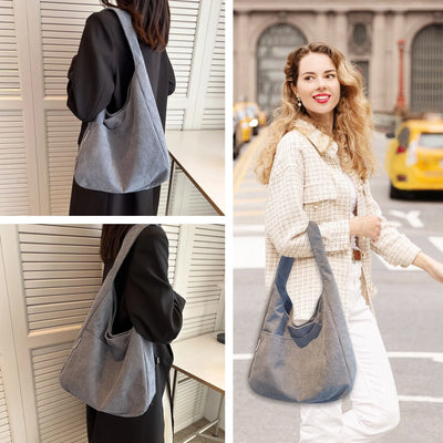 Entchin Women Hobo Bag Corduroy Handbag Casual Shoulder Purse Satchel Tote Bag