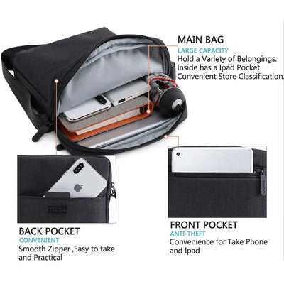 Tinyat Mens Messenger Bags Small Shoulder Sling Bags Crossbody Bags for Outdoor Work Business Black