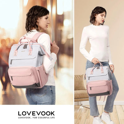 Lovevook Laptop Backpack, 15.6" Women Work Backpack Purses with USB Port, Waterproof Casual Daypack Travel Backpack, Large Fashion Teacher Nurse College Bookbag