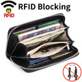 GOIACII Womens Wallet RFID Blocking Leather Card Holder Large Capacity Zip Around Ladies Purse Travel Wristlet Clutch