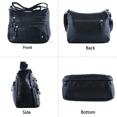 10 Pockets Crossbody Purses for Women Medium Pocketbooks Lightweight Ladies Satchel Bag Multi Pocket Shoulder Handbag