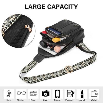 GAEKEAO Crossbody Sling Bag for Women, Travel Leather Crossbody Bags Fanny Packs for Women Small Crossbody Purse Chest Bag